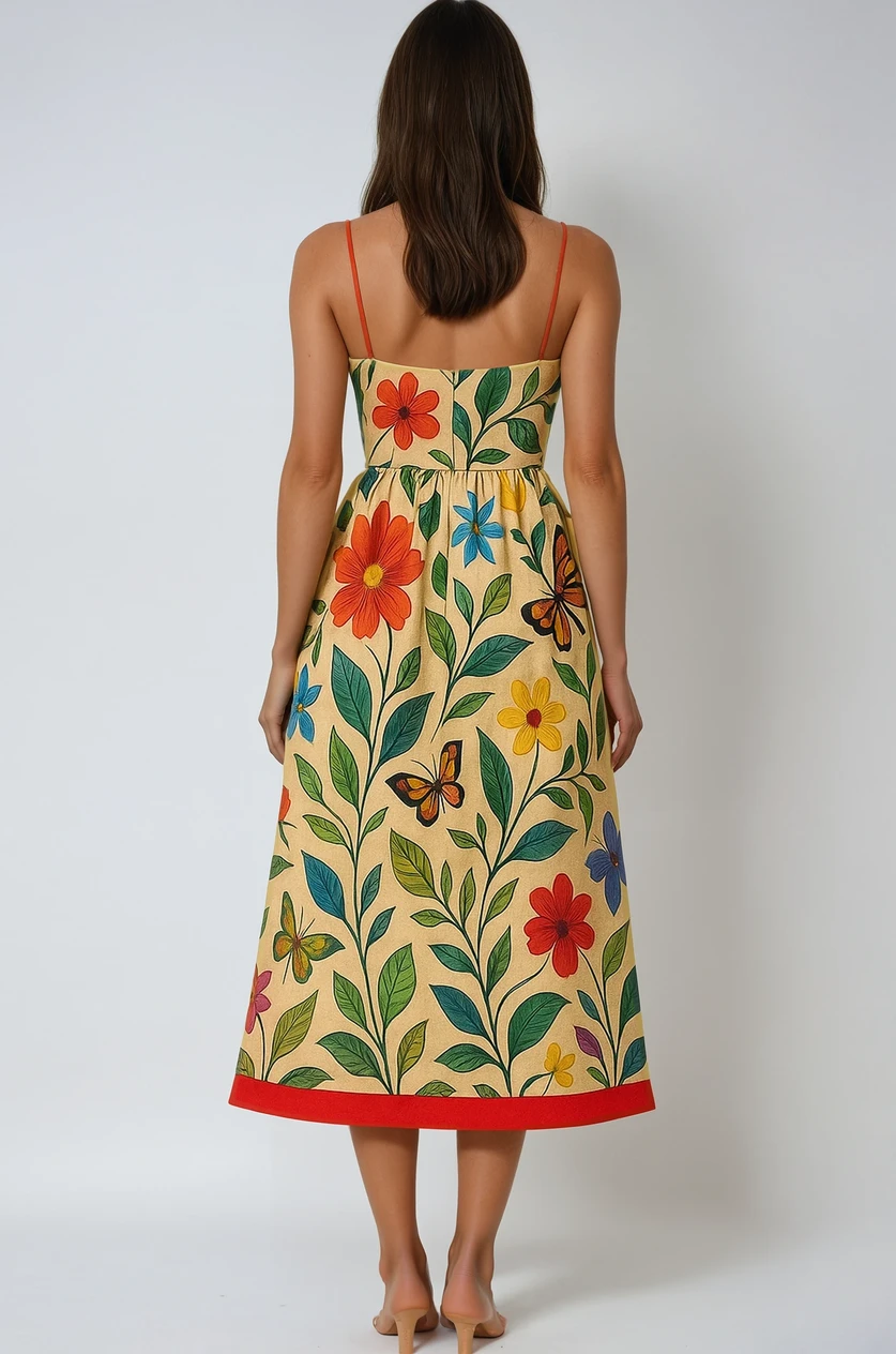 Flora Midi – Sommarklänning med botaniskt mönster