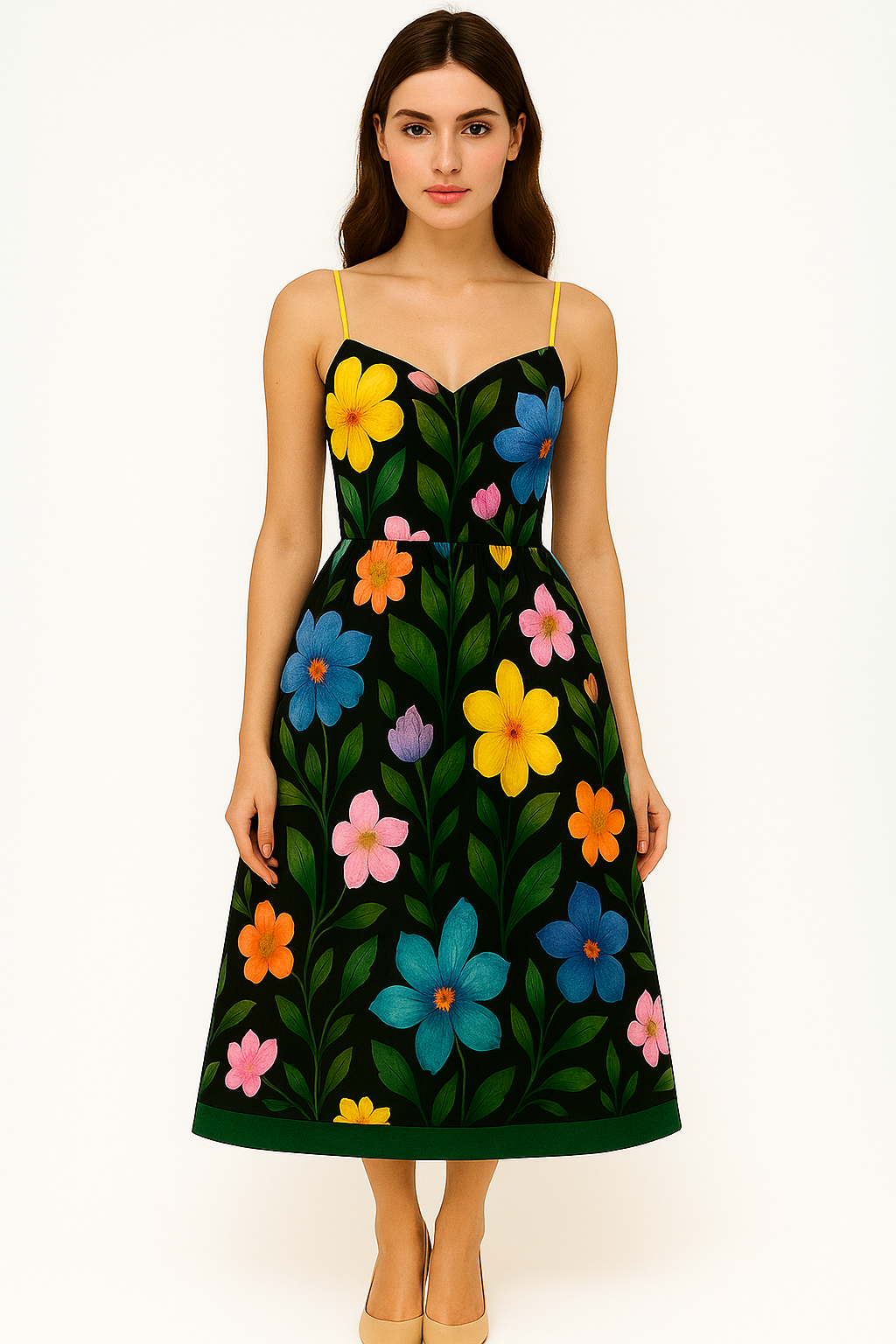 Florencia Meadow – Midiklänning med färgstarkt blomsterprint