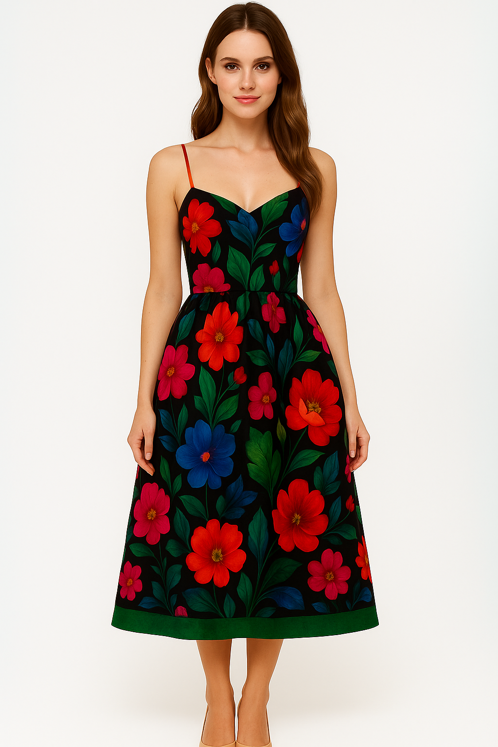 Florencia Nuit – Midiklänning med konstnärligt blomstertryck