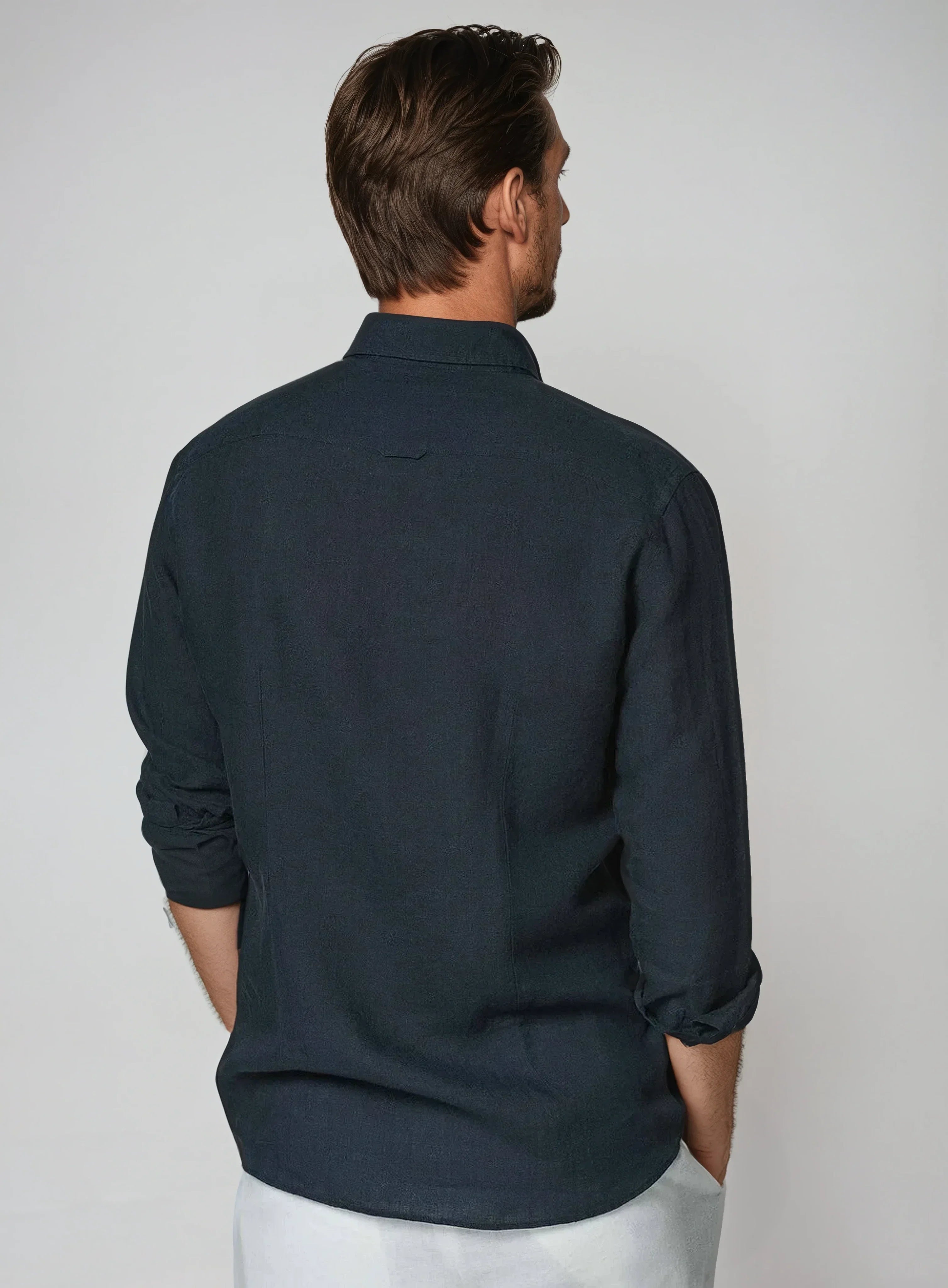 Essential Linen Shirt - Navy Blue