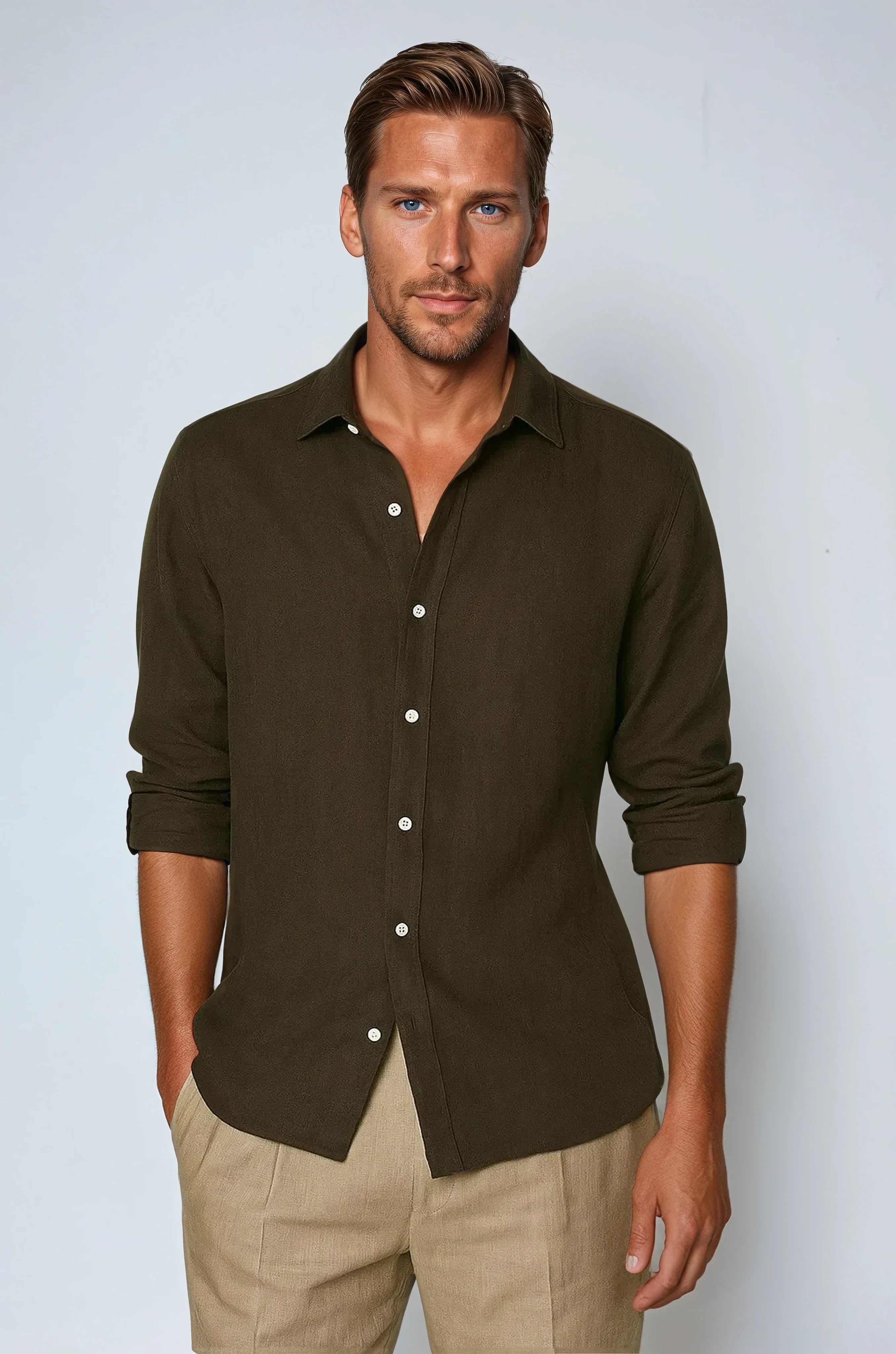 Essential Linen Shirt - Deep Brown